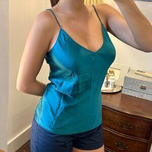 Theory “easy slip tank” silk camisole cami in teal blue turquoise